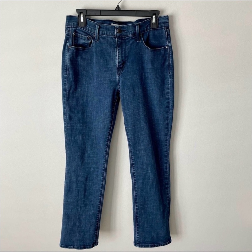 LEVI'S 505 Jeans Blue Straight Leg High Rise Mid Wash Stretch Denim Pants 30 - Picture 1 of 5